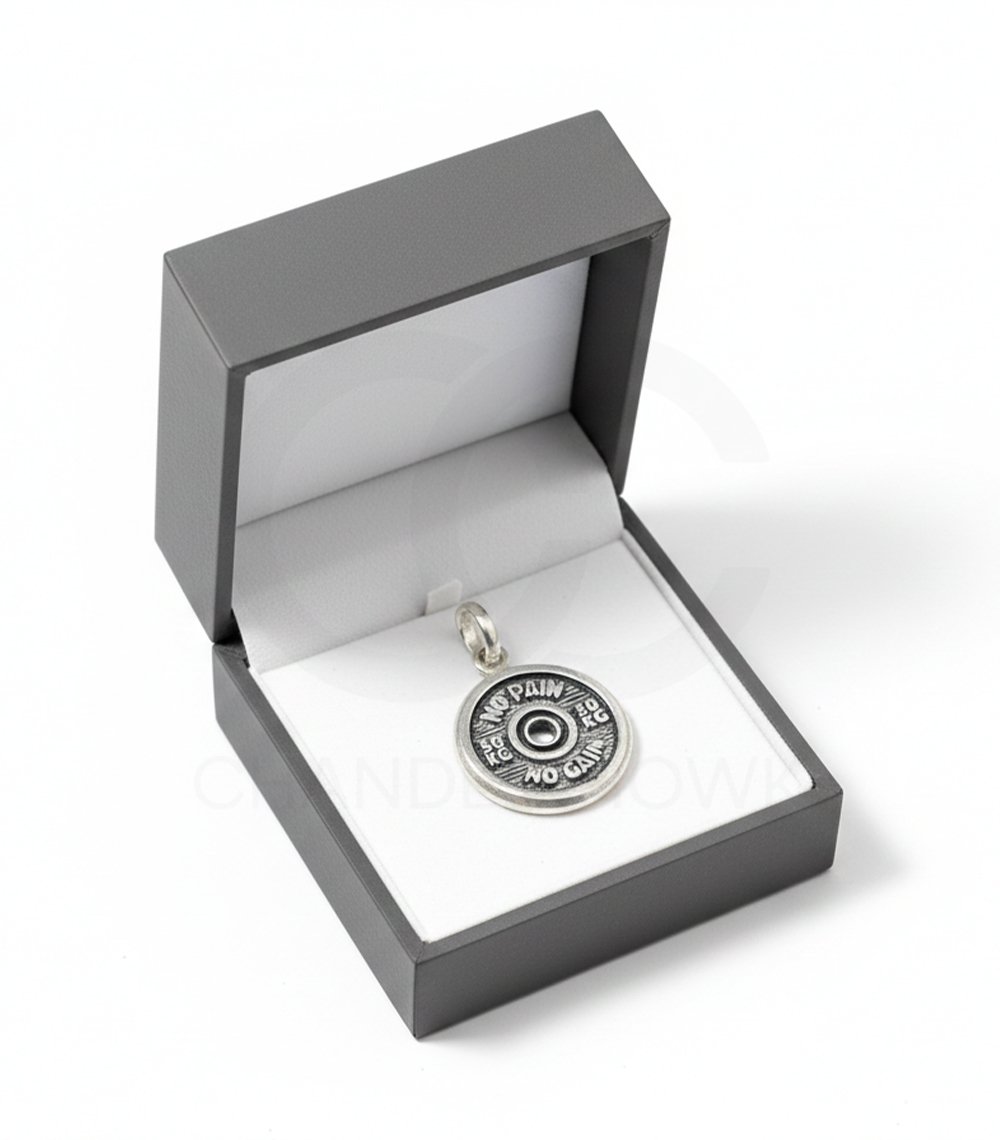 No Pain No Gain, Weight Plate Pendant – 925 Sterling Silver - Image 4