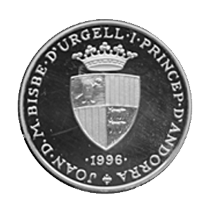 1996 Andorra 10 Diners Silver Coin - Joan Martí i Alanis (Sailing Ship)