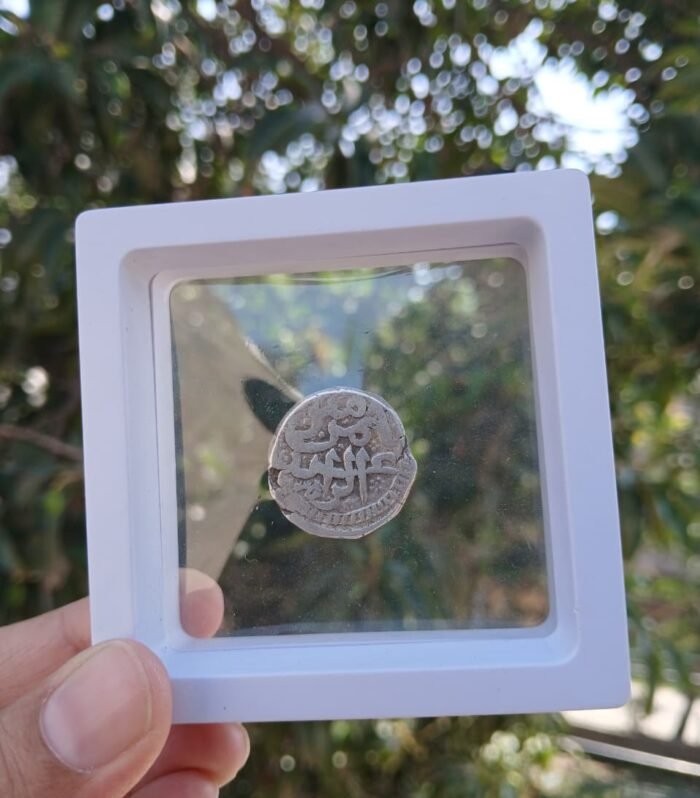 Antique Hand-Struck Silver Coin – Early Islamic Sultanate Style – Deeply Embossed Persian Calligraphy